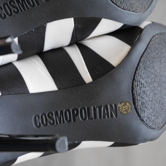 COSMOPOLITAN black and white striped point toe heels - Picture 4 of 6
